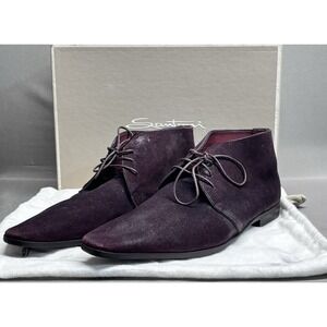 Santoni Suede Chukka Boots Burgundy Brown Italy Size 8.5 Luxury Made In Italy